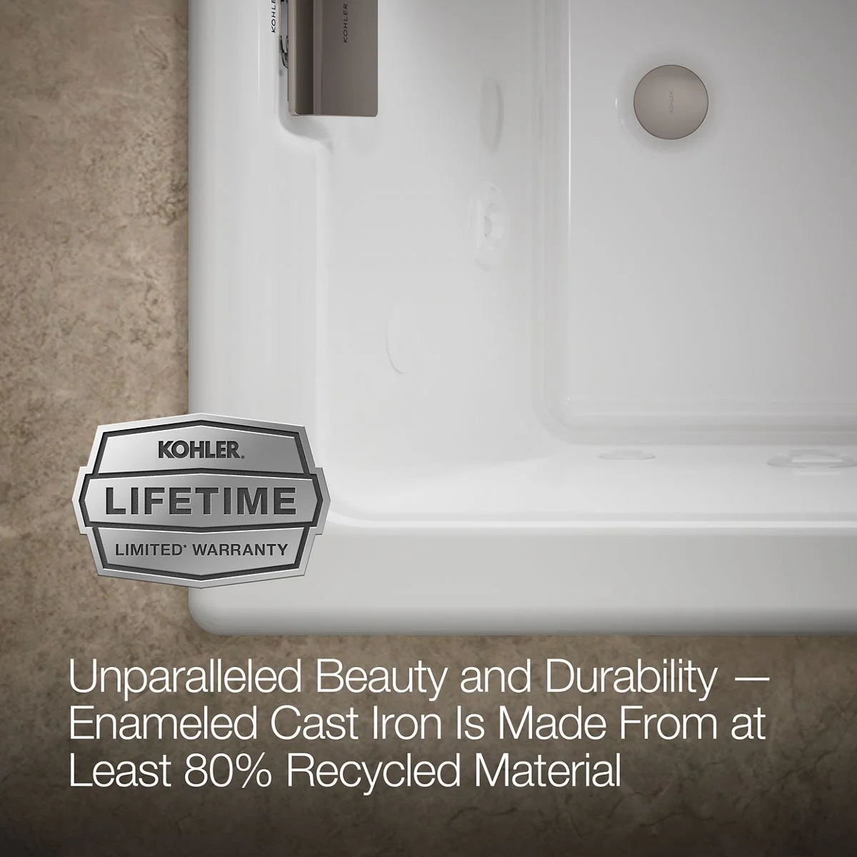 KOHLER K-856-AH Tea-for-Two 66" x 36" drop-in Effervescence whirlpool bath - Image 15