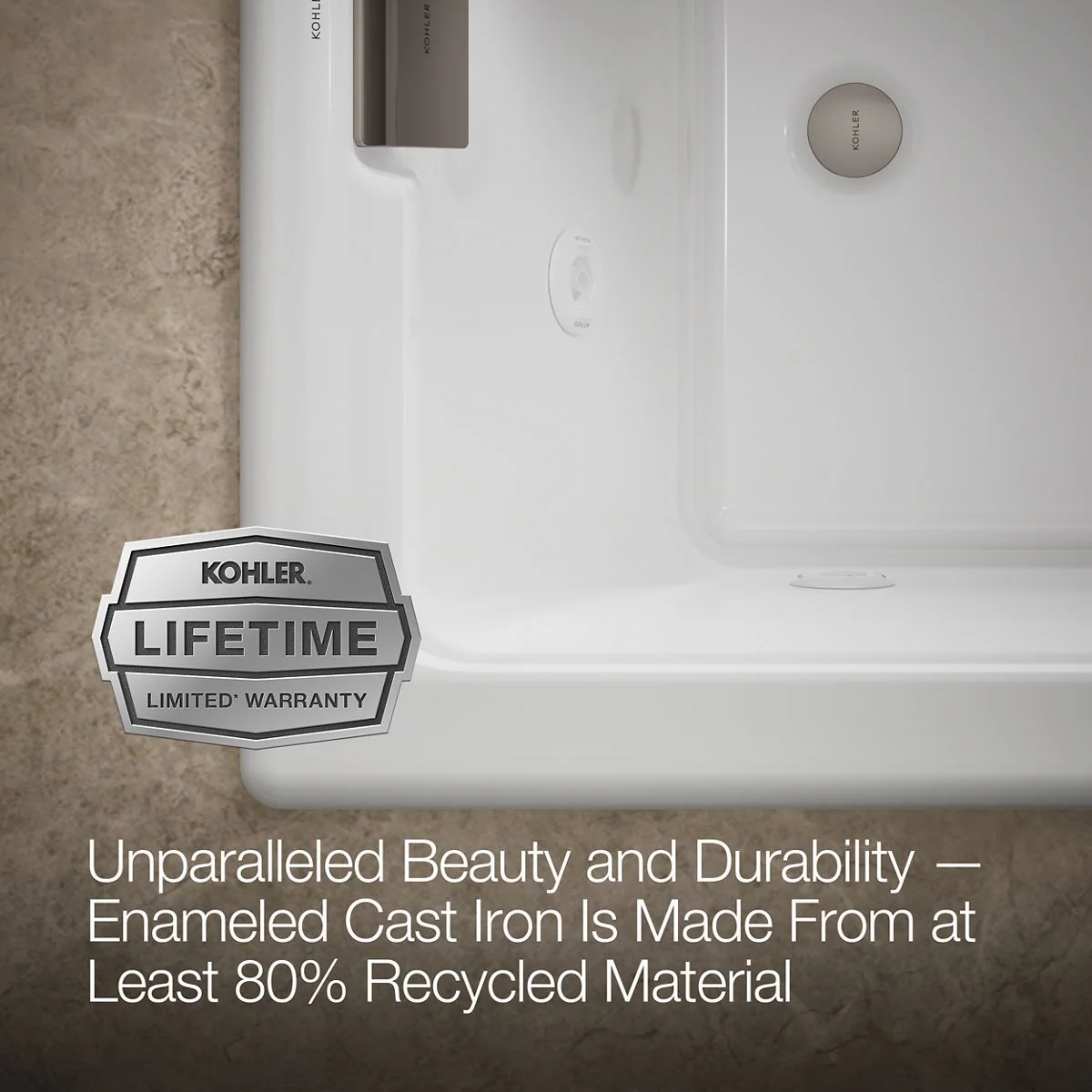 KOHLER K-856-JHN Tea-for-Two 66" x 36" drop-in/undermount whirlpool bath - Image 9