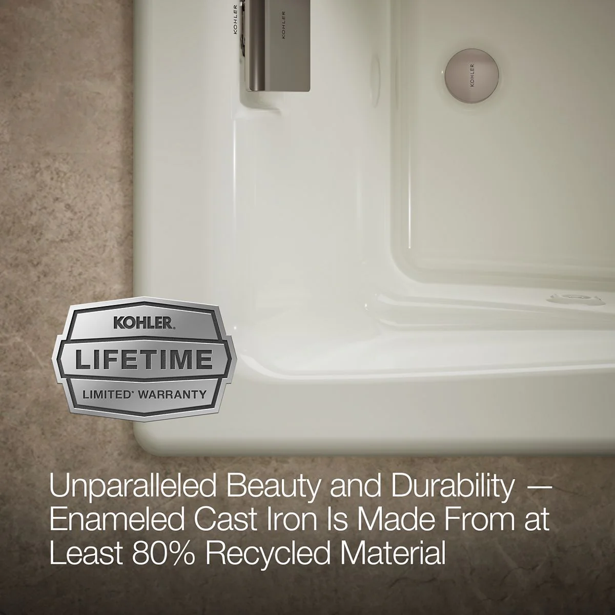 KOHLER K-865-JHB Tea-for-Two 71-3/4" x 36" drop-in/undermount whirlpool bath - Image 24