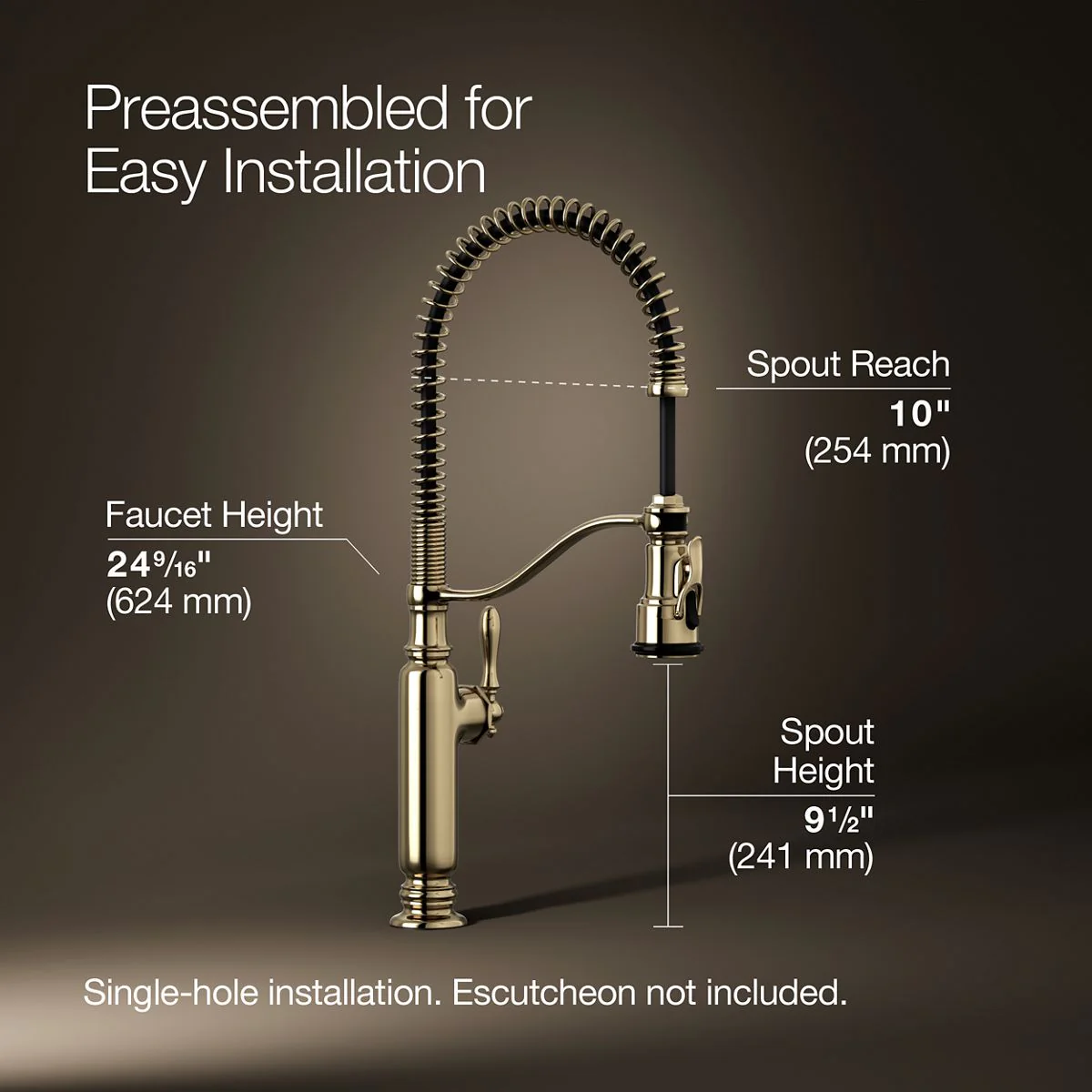 KOHLER K-77515 Tournant Semi-professional kitchen sink faucet with three-function sprayhead - Image 16