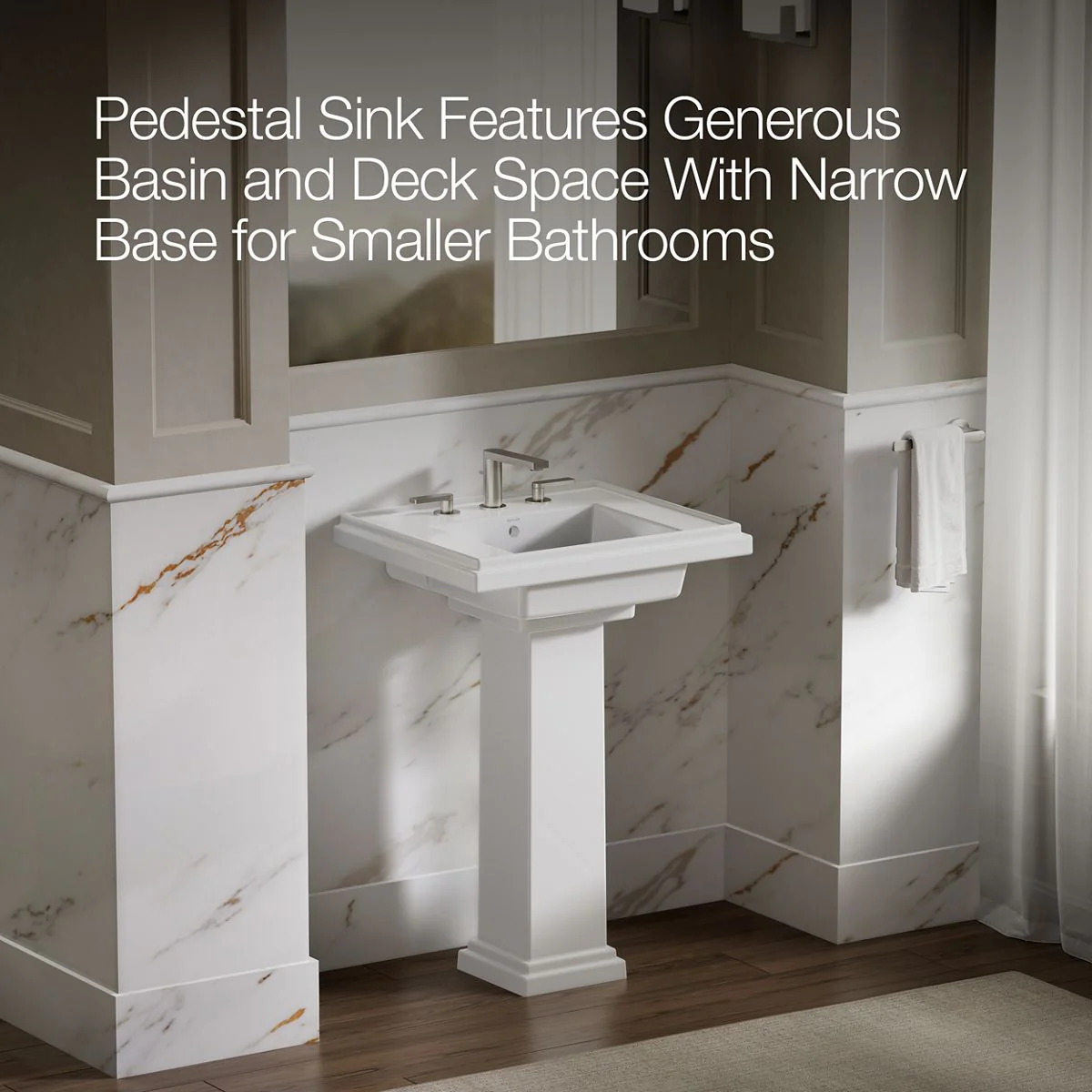 KOHLER K-2844-8 Tresham 24" square pedestal bathroom sink - Image 5