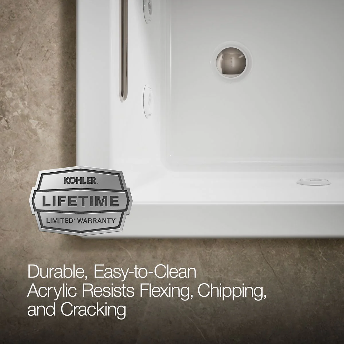 KOHLER K-1167-JH Underscore 60" x 30" drop-in heated whirlpool bath - Image 11