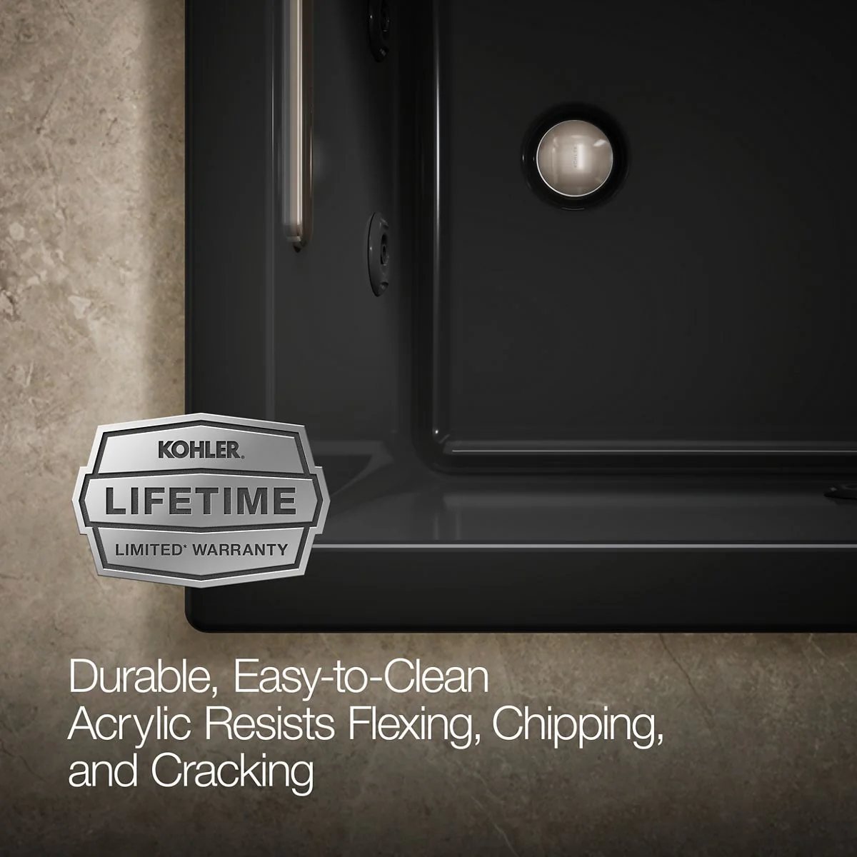 KOHLER K-1168-JH Underscore 60" x 32" drop-in heated whirlpool bath - Image 16