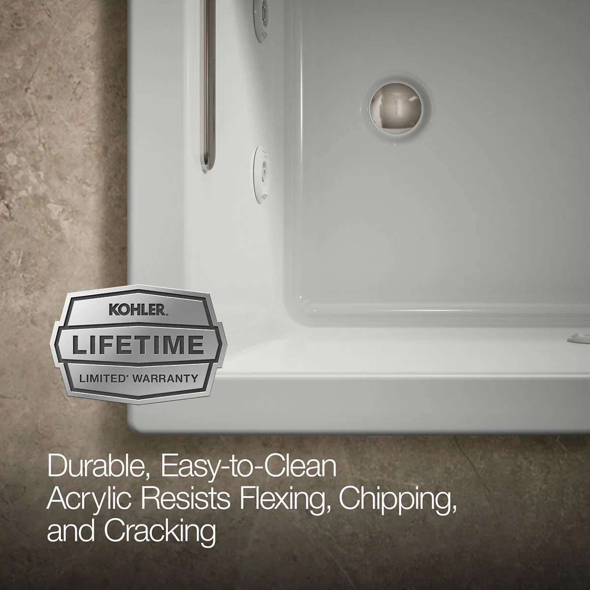 KOHLER K-1168-JH Underscore 60" x 32" drop-in heated whirlpool bath - Image 21