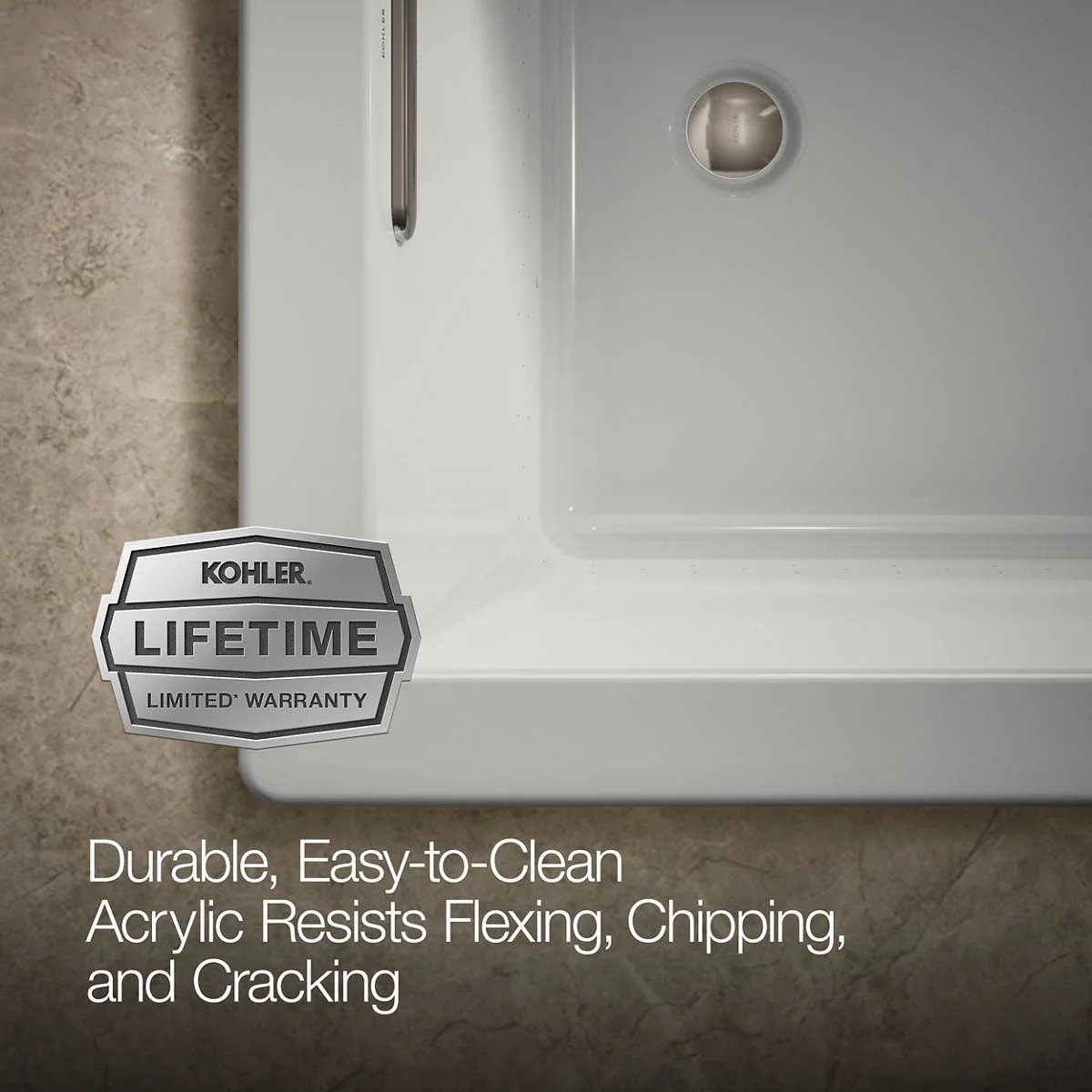 KOHLER K-1849-GHW Underscore 60" x 36" drop-in Heated BubbleMassage air bath with Bask heated surface - Image 21