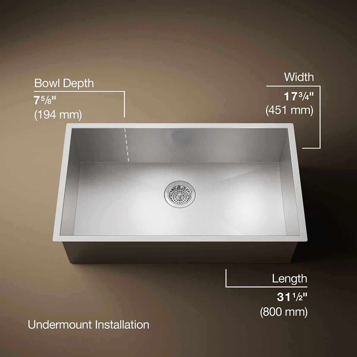 KOHLER K-3821 Vault 32" undermount single-bowl large kitchen sink - Image 6