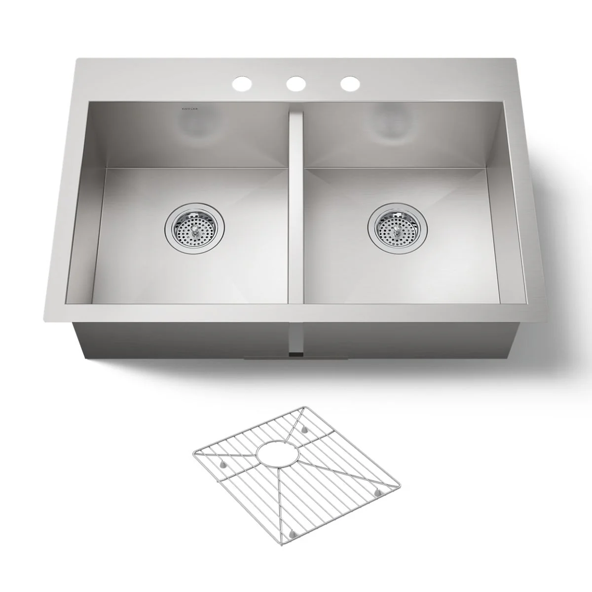 KOHLER K-3820-3 Vault 33" top-/undermount double-bowl kitchen sink - Image 5