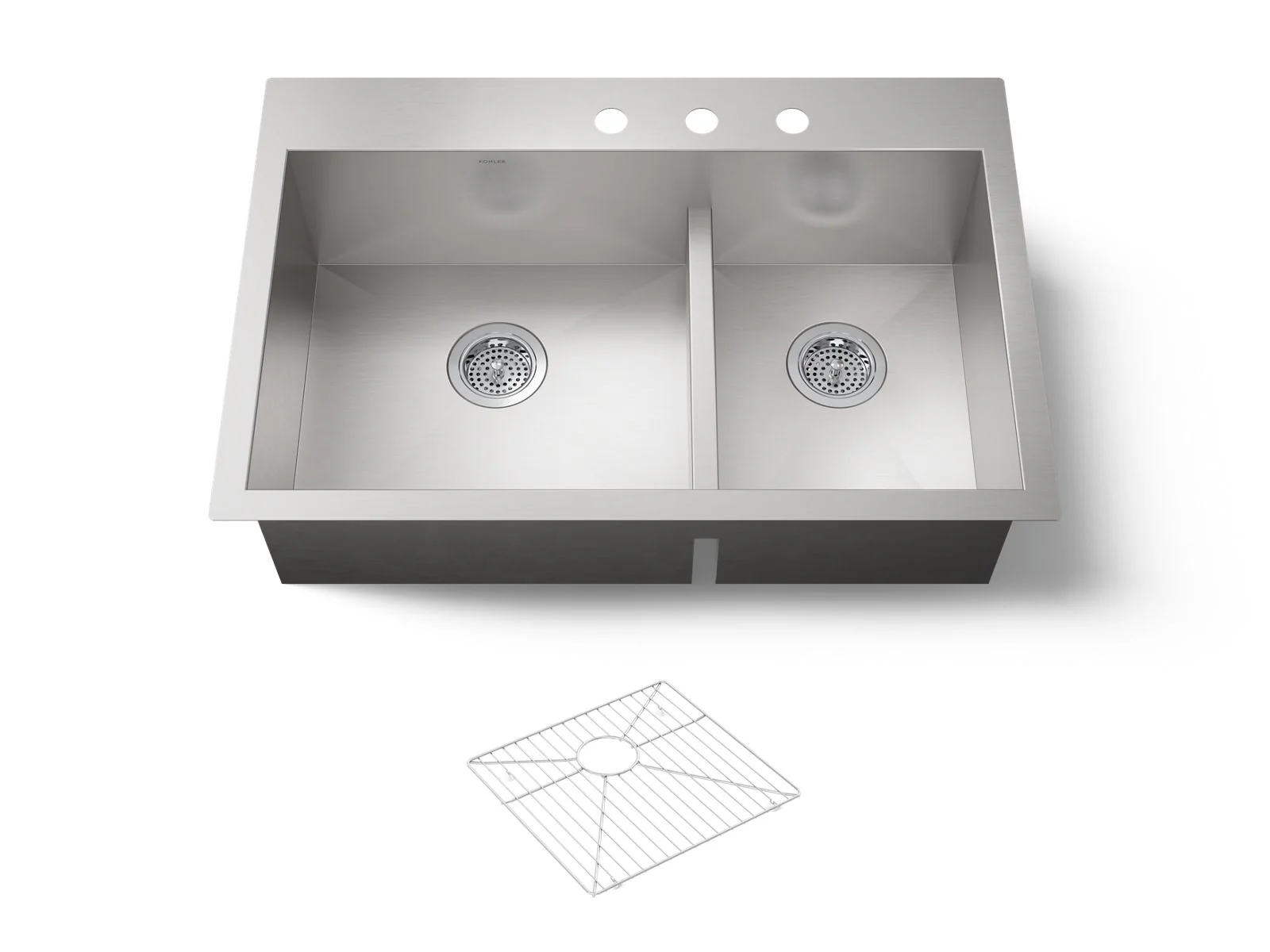 KOHLER K-3839-3 Vault Smart Divide 33" top-/undermount double-bowl kitchen sink - Image 2