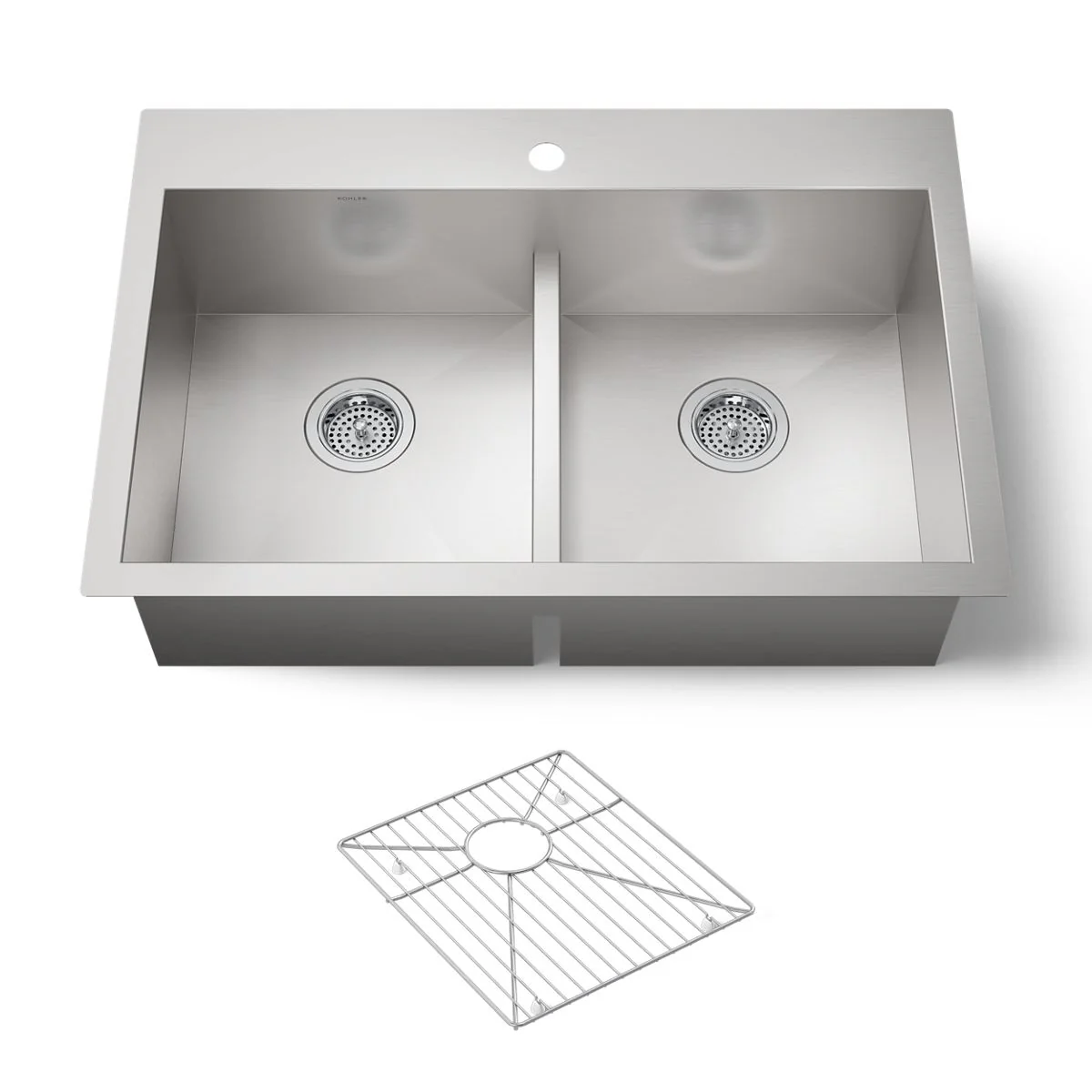 KOHLER K-3838-1 Vault Smart Divide 33" top-/undermount double-bowl kitchen sink - Image 5