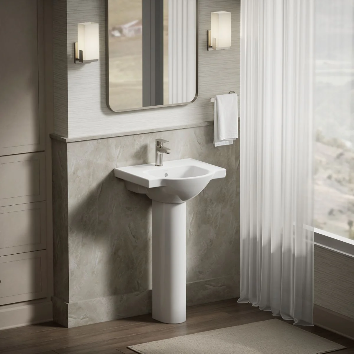 KOHLER K-5247-1 Veer 21" rectangular pedestal bathroom sink - Image 5