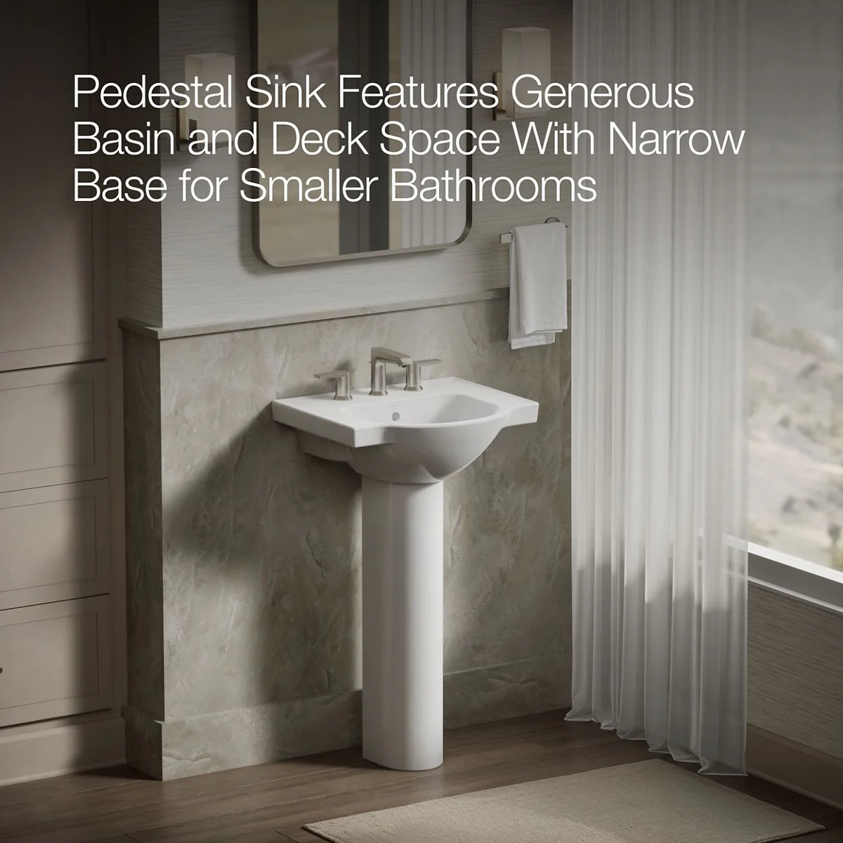 KOHLER K-5265-8 Veer 21" rectangular pedestal bathroom sink - Image 5
