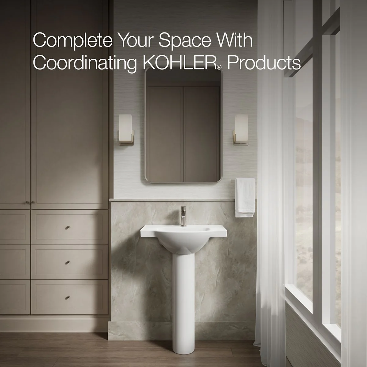 KOHLER K-5248-1 Veer 24" square pedestal bathroom sink - Image 6