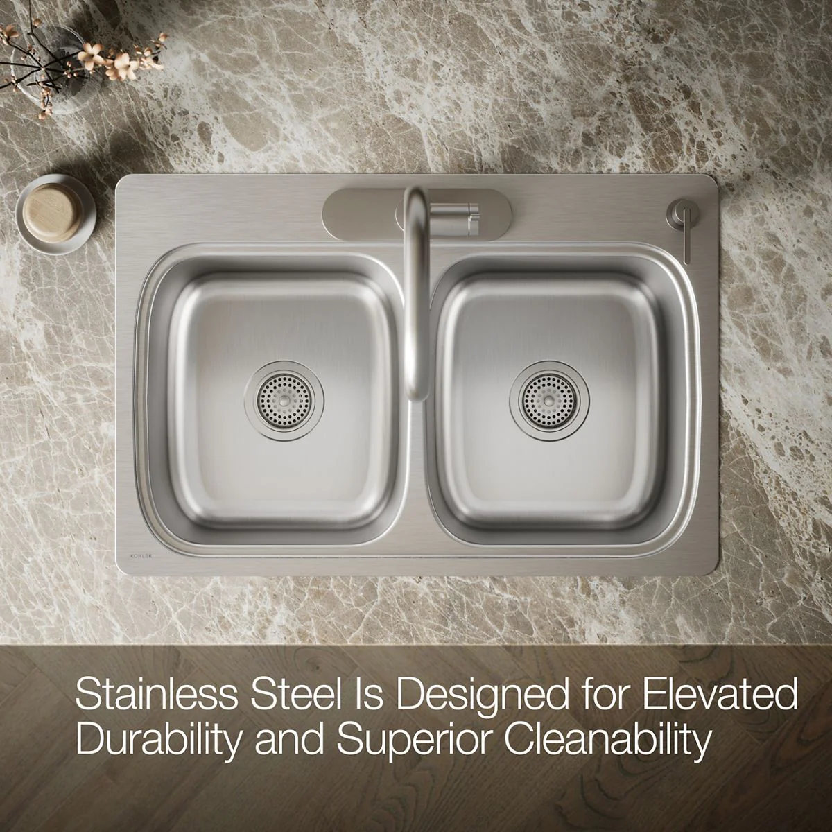 KOHLER K-5267-4 Verse 33" top-mount double-bowl kitchen sink - Image 4