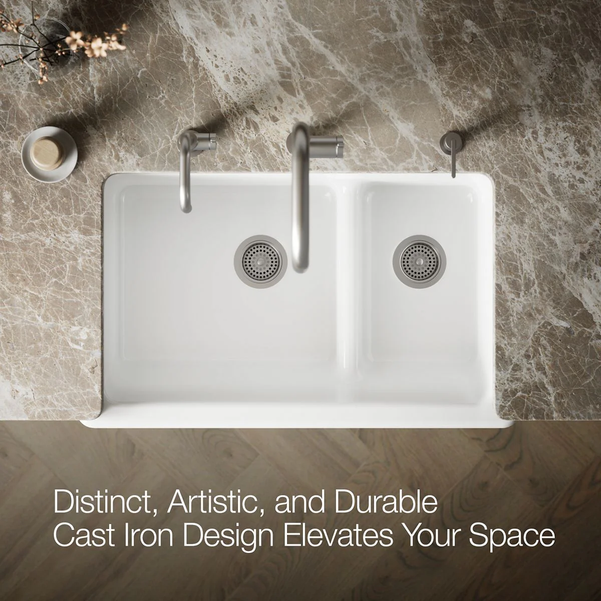 KOHLER K-6426 Whitehaven Smart Divide 35-1/2" undermount double-bowl farmhouse kitchen sink with short apron - Image 21