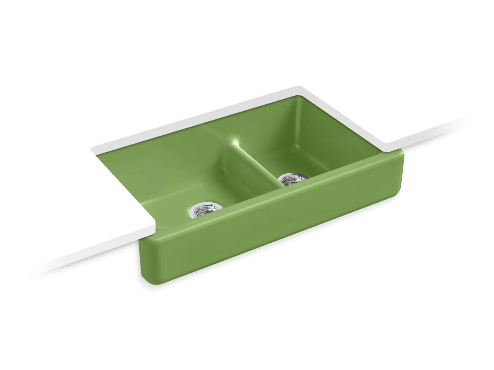 KOHLER K-6426 Whitehaven Smart Divide 35-1/2" undermount double-bowl farmhouse kitchen sink with short apron - Image 3