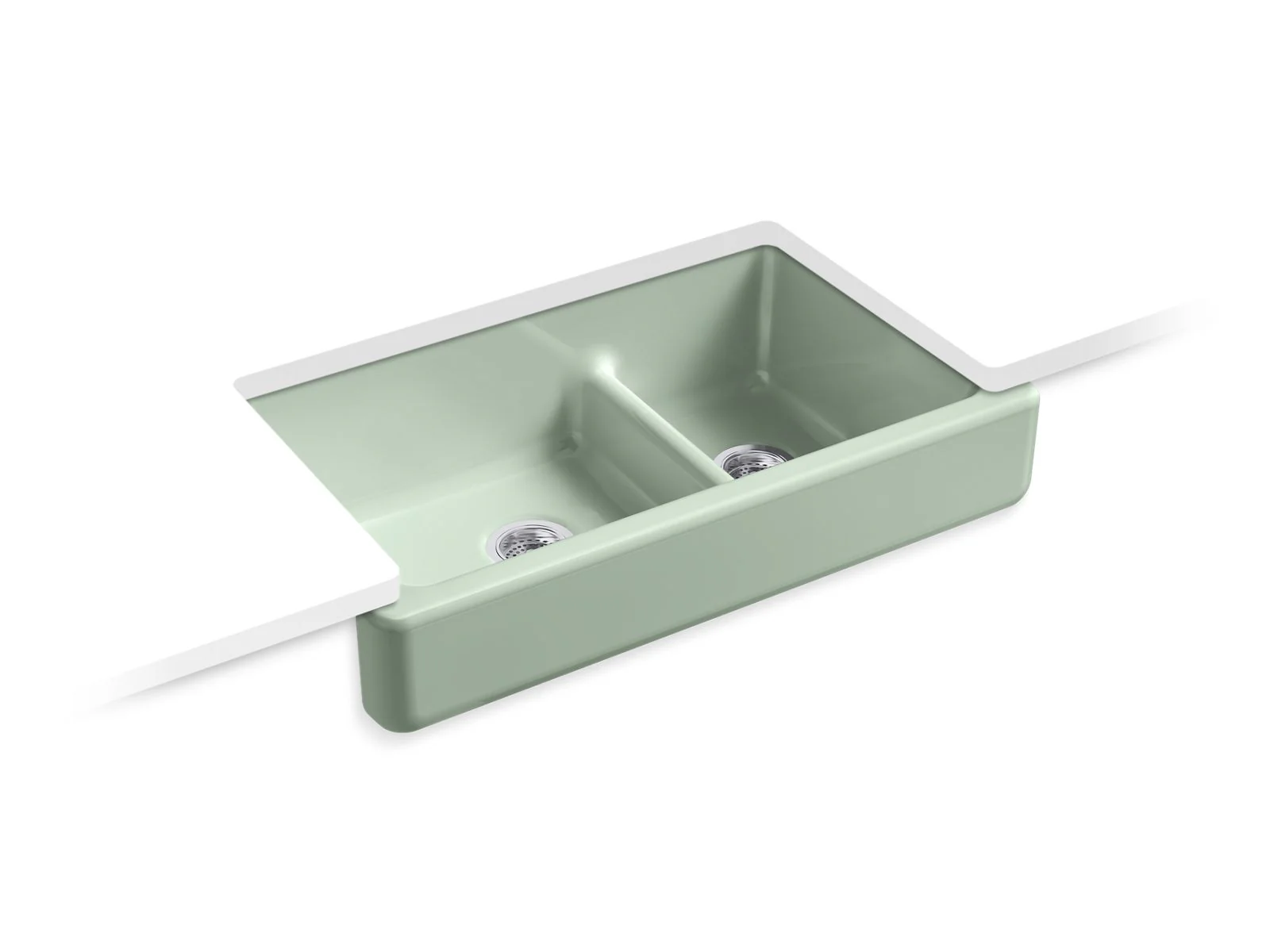 KOHLER K-6426 Whitehaven Smart Divide 35-1/2" undermount double-bowl farmhouse kitchen sink with short apron - Image 4