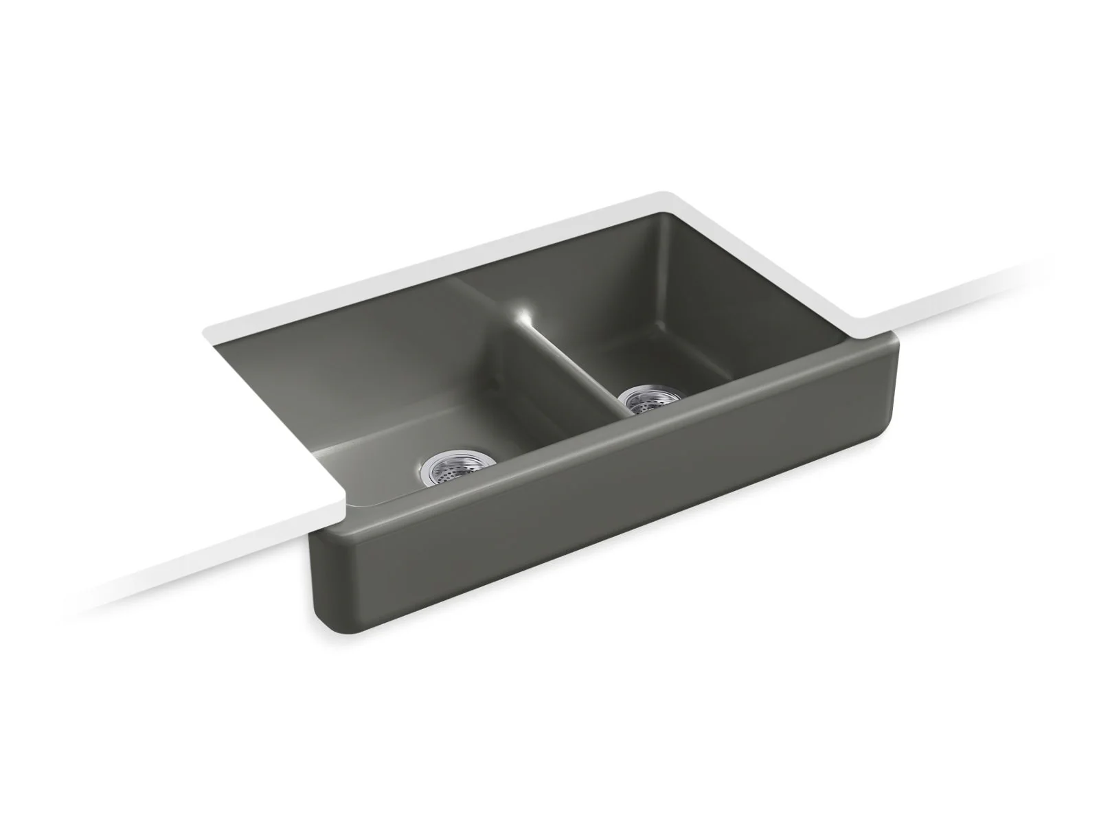 KOHLER K-6426 Whitehaven Smart Divide 35-1/2" undermount double-bowl farmhouse kitchen sink with short apron - Image 5