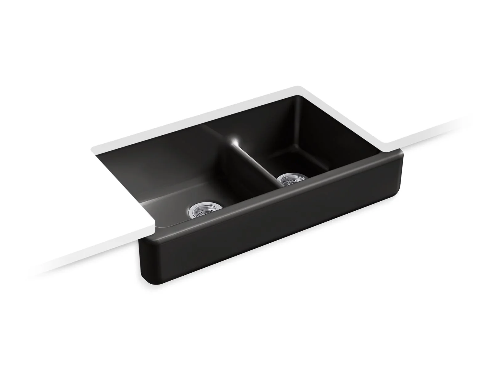 KOHLER K-6426 Whitehaven Smart Divide 35-1/2" undermount double-bowl farmhouse kitchen sink with short apron - Image 6