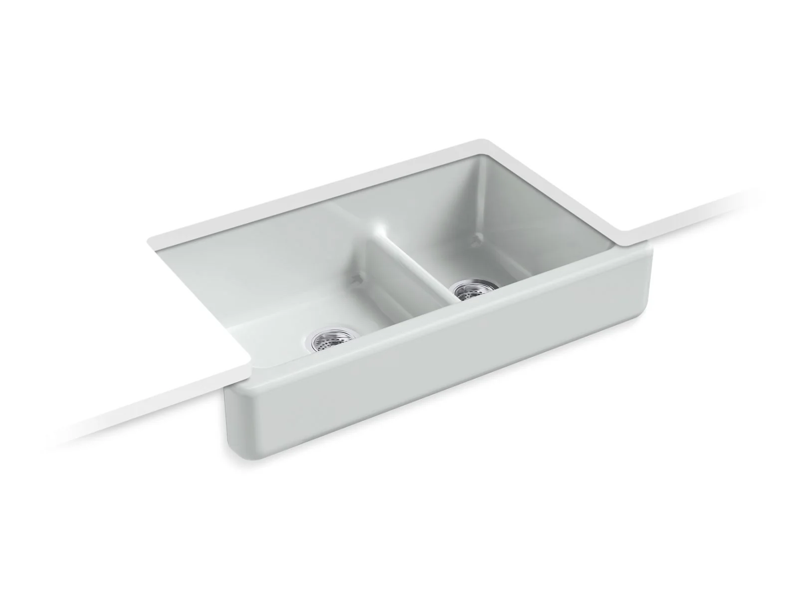 KOHLER K-6426 Whitehaven Smart Divide 35-1/2" undermount double-bowl farmhouse kitchen sink with short apron - Image 7