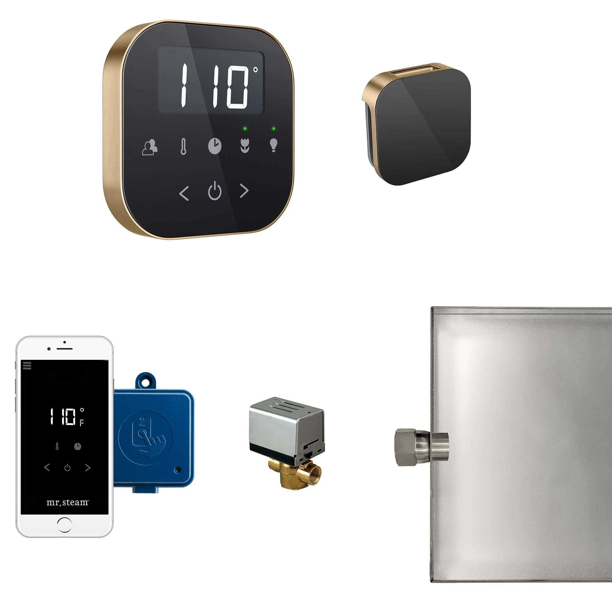 mr. steam ABTLRLXWHSB AirButler® Max Linear Steam Generator Control Kit / Package in White Satin Brass