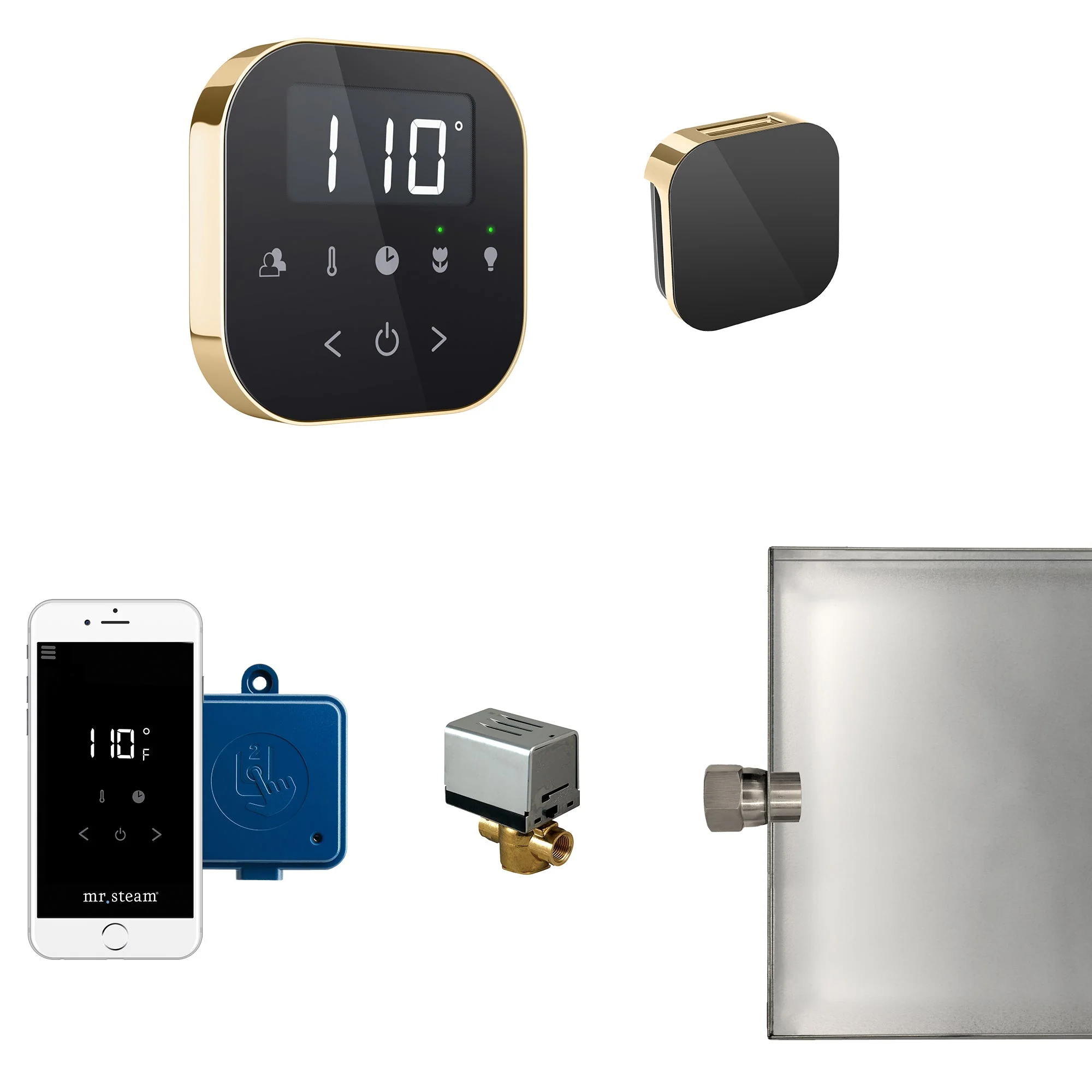 mr. steam ABTLRLXWHSB AirButler® Max Linear Steam Generator Control Kit / Package in White Satin Brass - Image 5