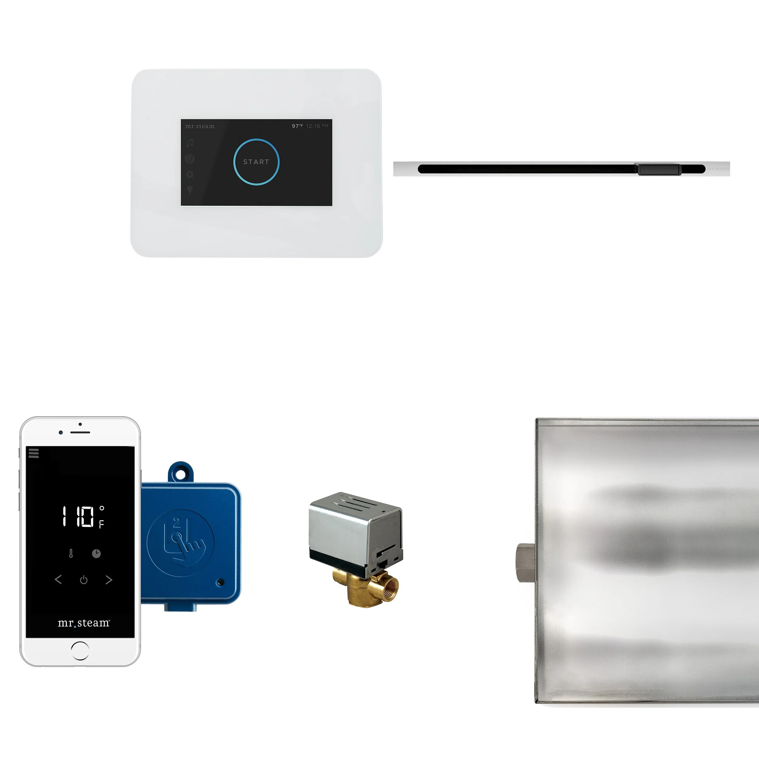 mr. steam I3BTLRLBK-SB iButler® Satin Brass Linear Steam Generator Control Kit / Package in Black - Image 6
