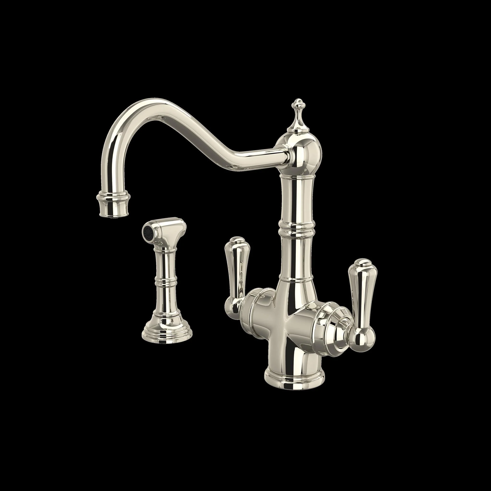 Perrin & Rowe U.1570 Edwardian Two Handle Filter Kitchen Faucet with Side Spray - Image 4