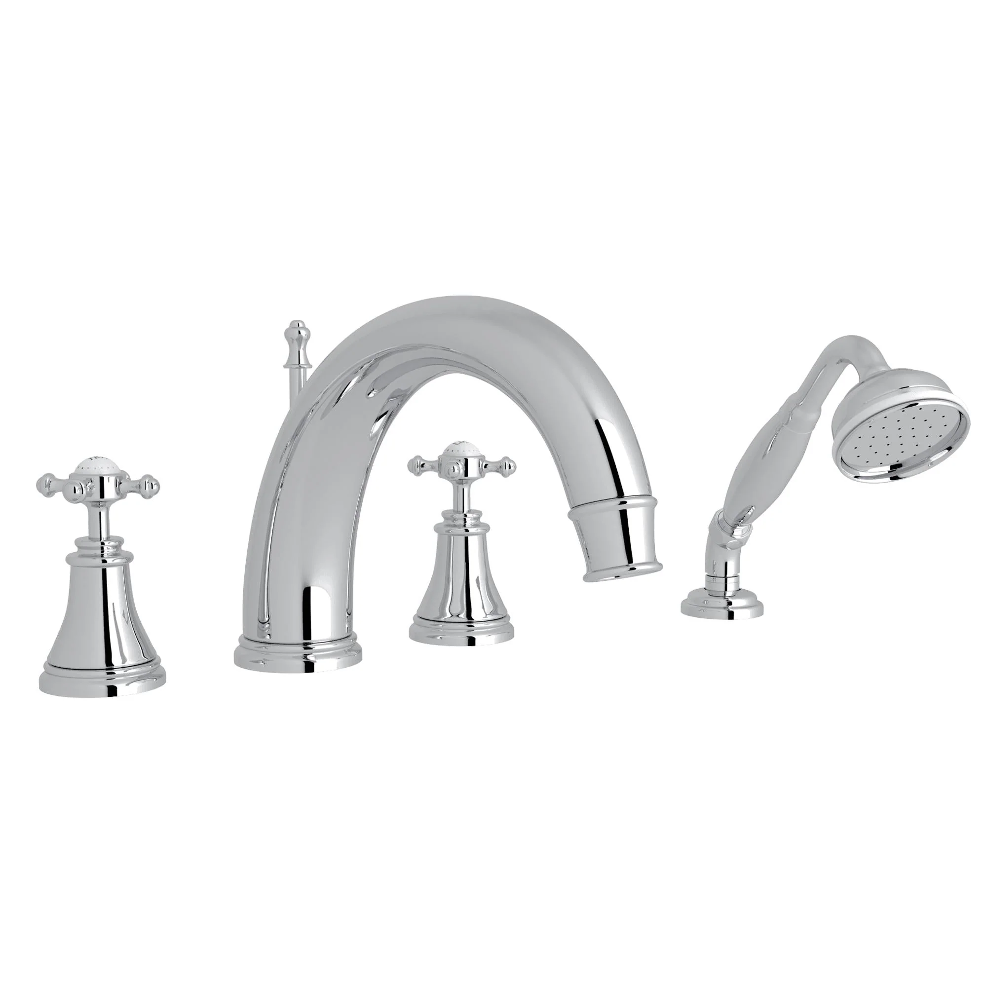 Perrin & Rowe U.3649 Georgian Era 4-Hole Deck Mount Tub Filler with C-Spout