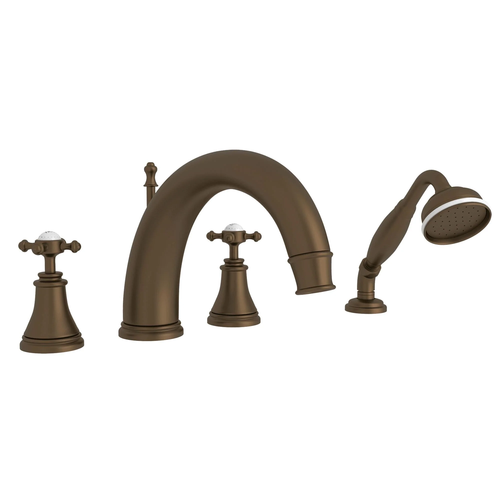 Perrin & Rowe U.3649 Georgian Era 4-Hole Deck Mount Tub Filler with C-Spout - Image 2