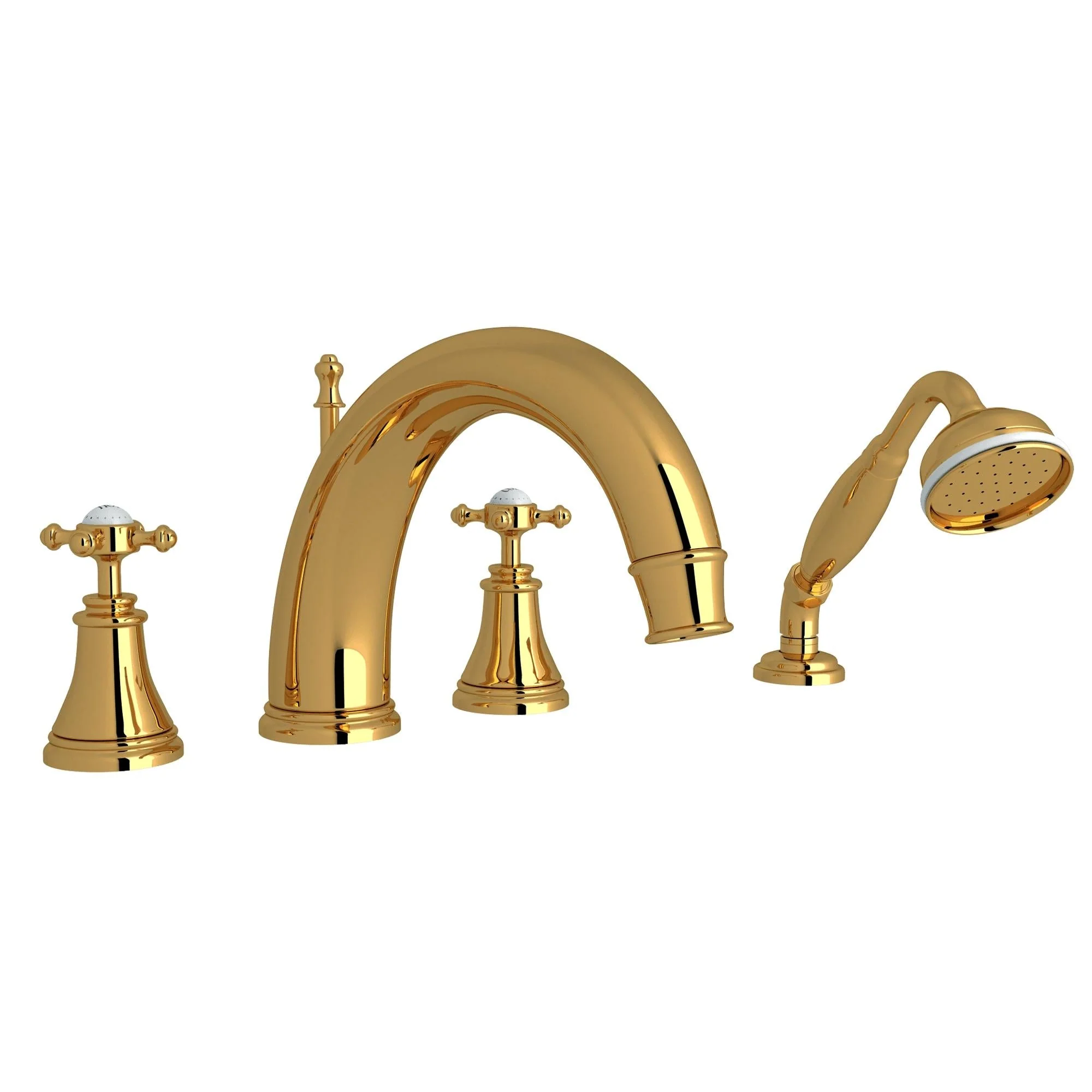 Perrin & Rowe U.3649 Georgian Era 4-Hole Deck Mount Tub Filler with C-Spout - Image 6