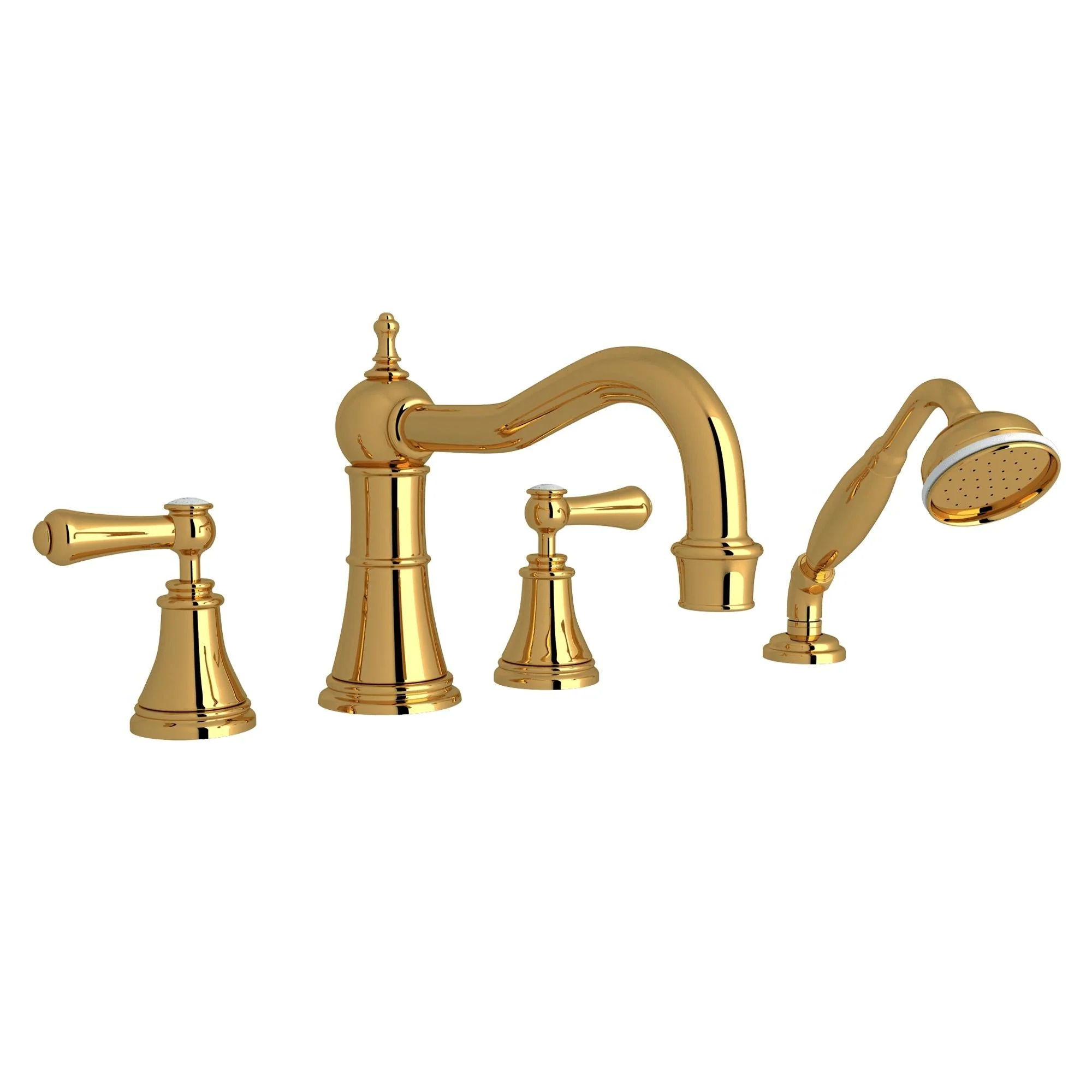 Perrin & Rowe U.3747 Georgian Era 4-Hole Deck Mount Tub Filler with Column Spout - Image 12