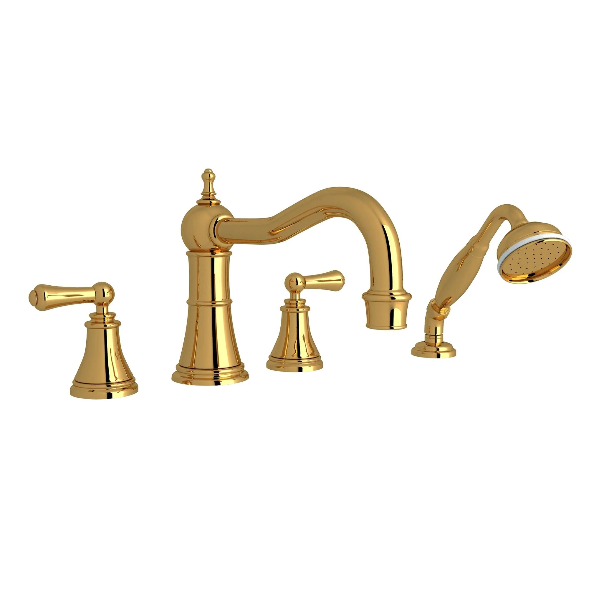 Perrin & Rowe U.3747 Georgian Era 4-Hole Deck Mount Tub Filler with Column Spout - Image 6