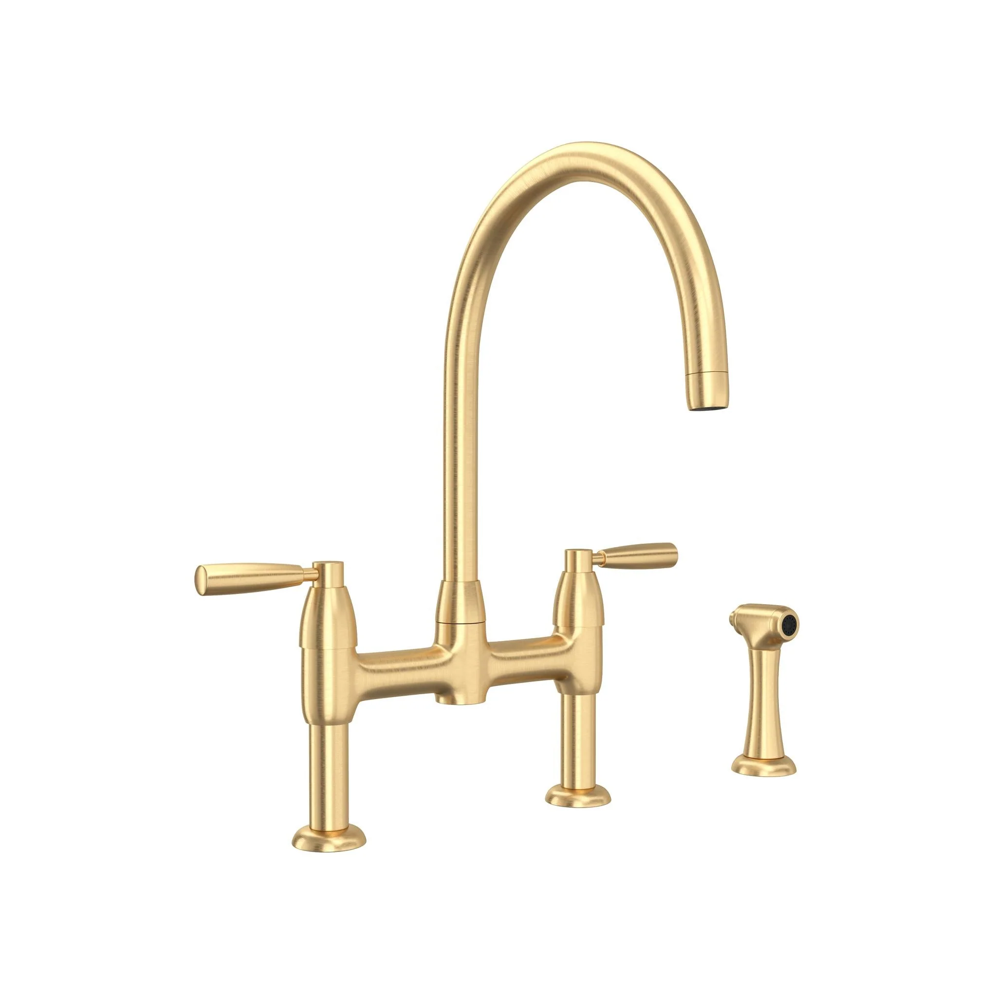 Perrin & Rowe U.4273 Holborn Bridge Kitchen Faucet with C-Spout and Side Spray - Image 4