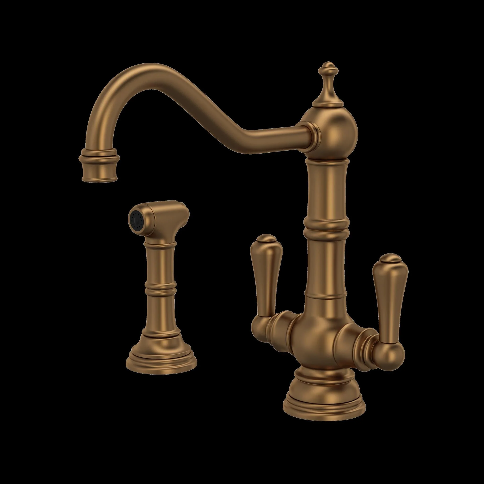 Perrin & Rowe U.4766 Edwardian Two Handle Kitchen Faucet With Side Spray - Image 2