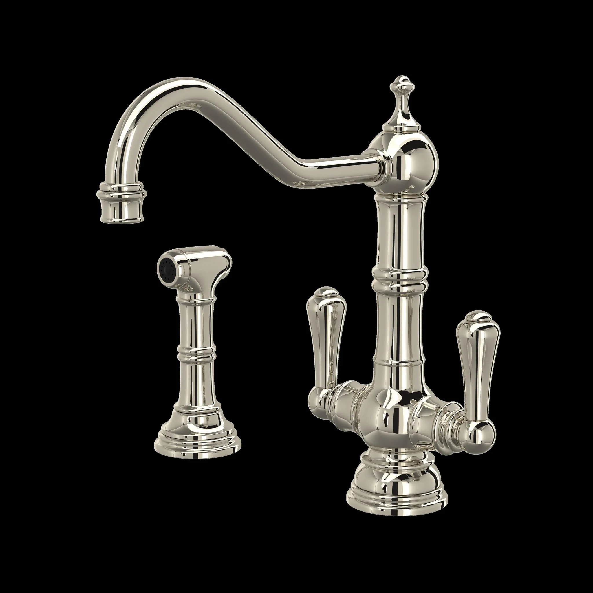 Perrin & Rowe U.4766 Edwardian Two Handle Kitchen Faucet With Side Spray - Image 4