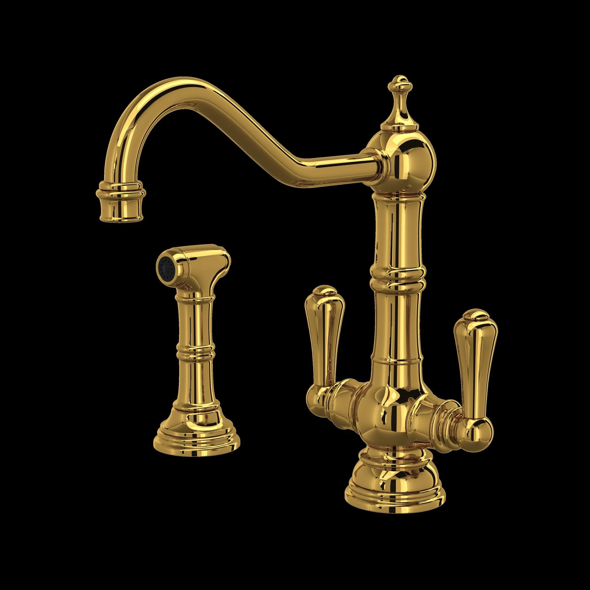 Perrin & Rowe U.4766 Edwardian Two Handle Kitchen Faucet With Side Spray - Image 7
