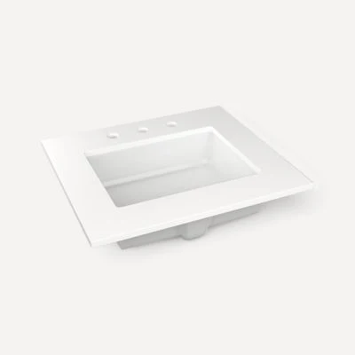 Robern Engineered Stone Top Quartz Stone Vanity Top, 24" x 1-1/8" x 23", Center Undercounter Sink, Three Hole, For Sendai and Chestnut Hill - Image 3