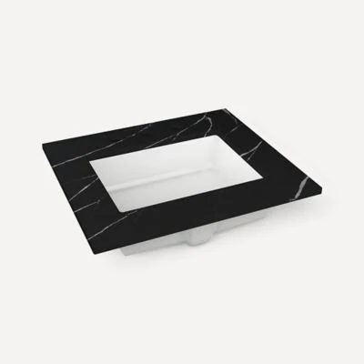 Robern Engineered Stone Top Quartz Stone Vanity Top, 24" x 1-1/8" x 23", Center Undercounter Sink, Three Hole, For Sendai and Chestnut Hill - Image 4