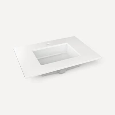Robern Engineered Stone Top Quartz Stone Vanity Top, 31" x 3/4" x 22", Center Undercounter Sink, Single Hole - Image 3