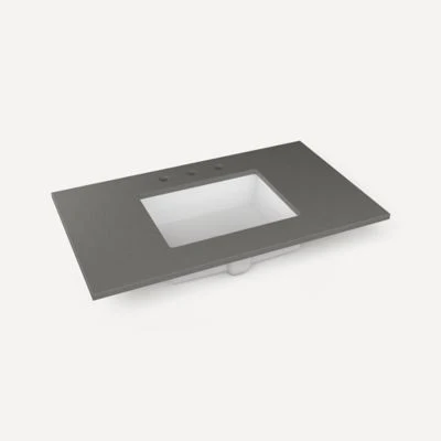 Robern Engineered Stone Top Quartz Stone Vanity Top, 37" x 3/4" x 22", Center Undercounter Sink, Three Hole - Image 3