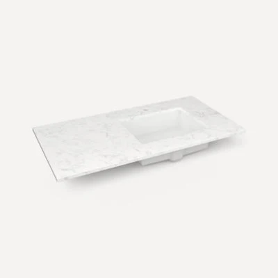 Robern Engineered Stone Top Quartz Stone Vanity Top, 43" x 3/4" x 22", Right Offset Undercounter Sink, Single Hole - Image 5