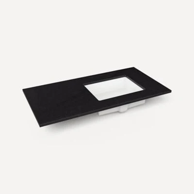 Robern Engineered Stone Top Quartz Stone Vanity Top, 43" x 3/4" x 22", Right Offset Undercounter Sink, Three Hole - Image 2