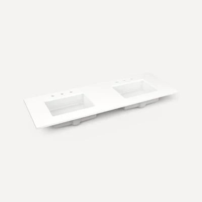 Robern Engineered Stone Top Quartz Stone Vanity Top, 61" x 3/4" x 22", Double Undercounter Sink, Three Hole - Image 4