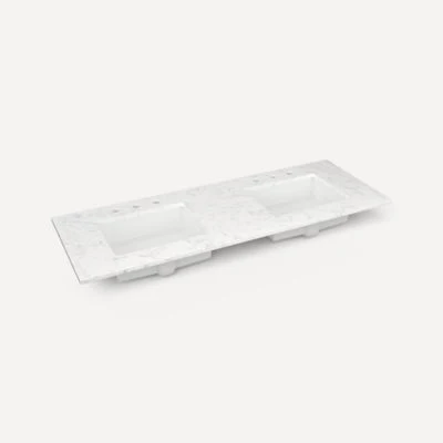 Robern Engineered Stone Top Quartz Stone Vanity Top, 61" x 3/4" x 22", Double Undercounter Sink, Three Hole - Image 5