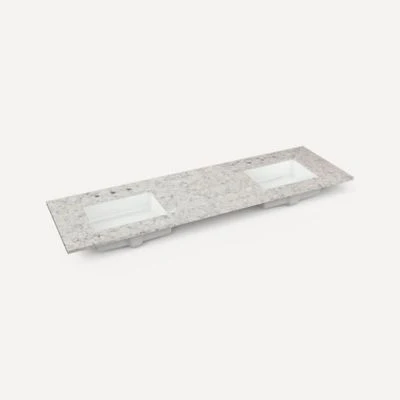 Robern Engineered Stone Top Quartz Stone Vanity Top, 72" x 1-1/8" x 23", Double Undercounter Sink, Three Hole, For Willowmere - Image 4