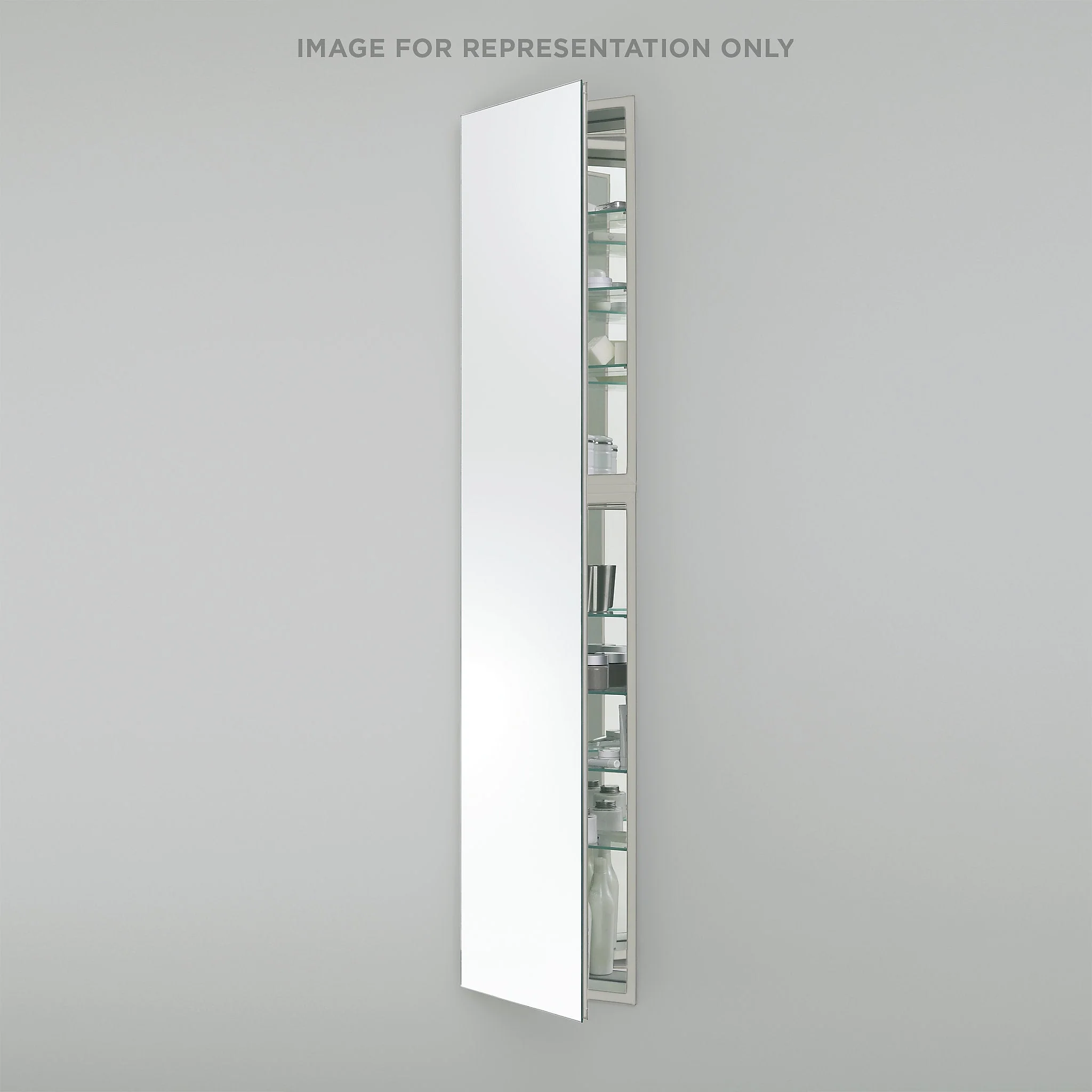robern MC1670D8FPL M Series Cabinet, 16" x 70" x 8", Full Length, Polished Edge, Left Hinge, Non-Electric