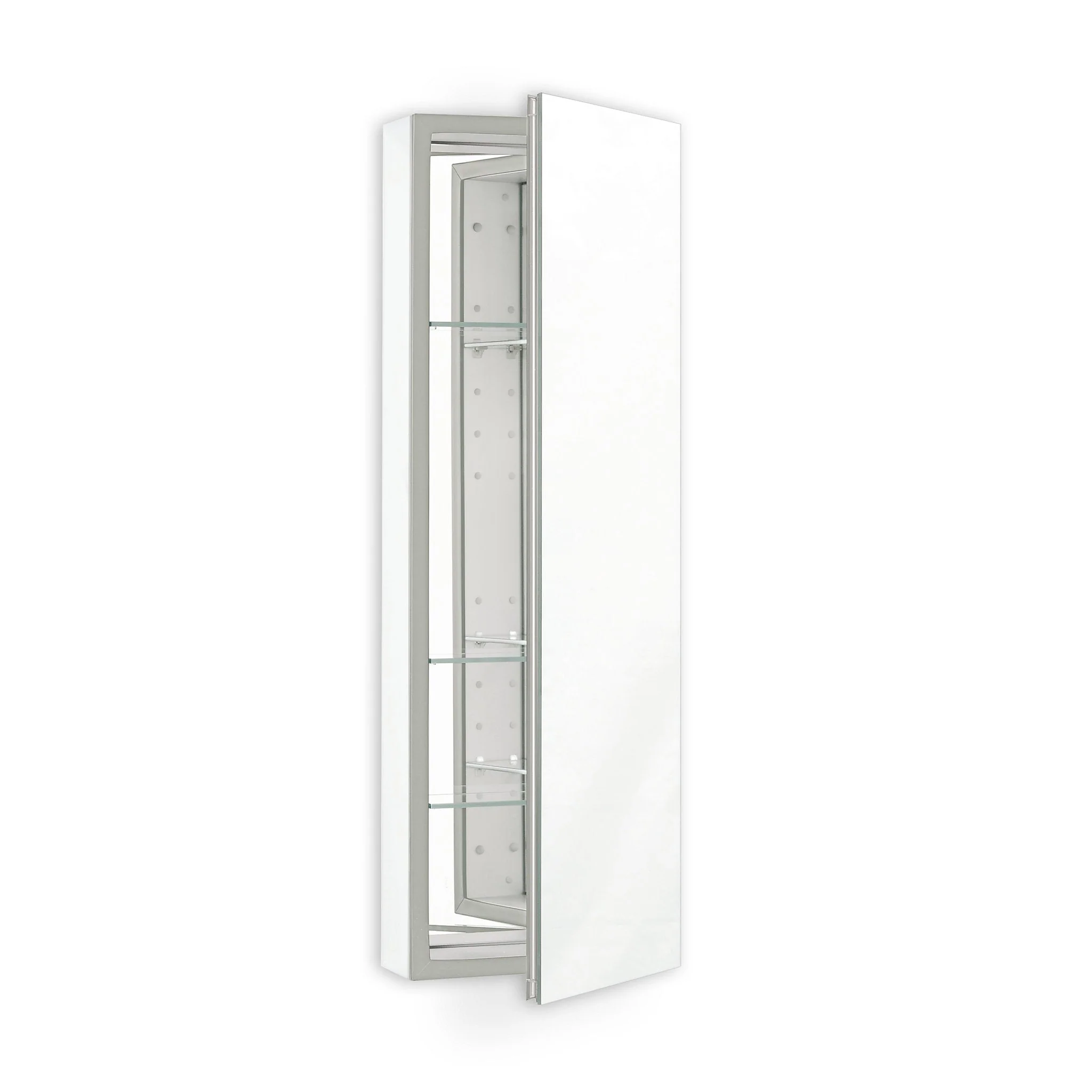robern PLM1630G PL Series Cabinet, 15-1/4" x 30" x 4", Flat Top, Polished Edge, Non-Handed (Reversible), Classic Gray Interior, Non-Electric