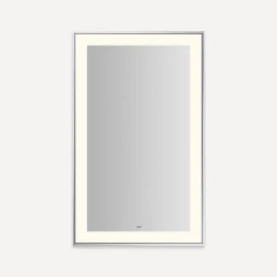 Robern Sculpt Lighted Mirror, 25” x 41” x 2-1/4", Slim Museum Frame, Perimeter Light Pattern, Warm White (3000K), Dimmable, Defogger
