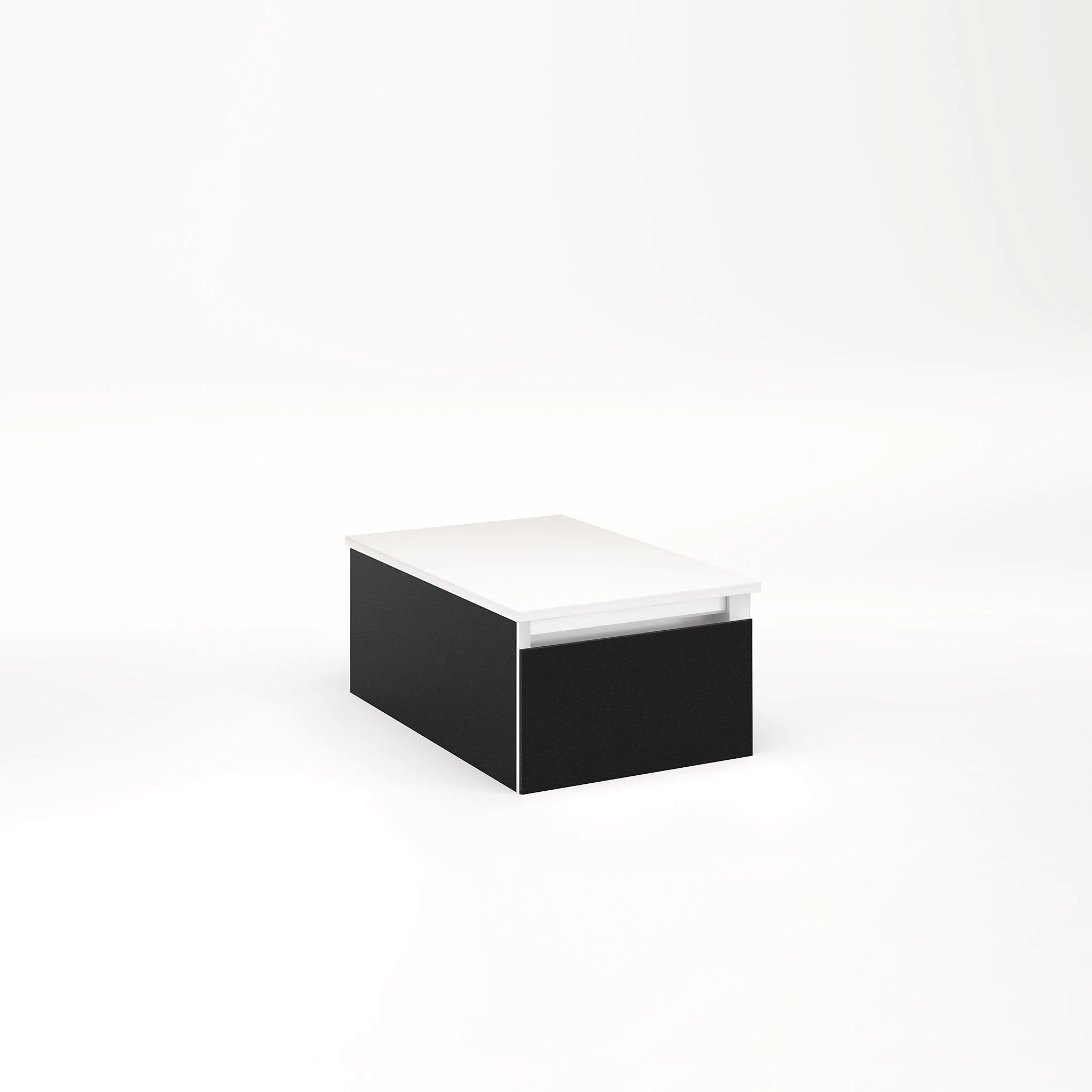 robern VM12H1D18F28N Cartesian Vanity, 12" x 7-1/2" x 18", Matte Black, Full Drawer, No Night Light