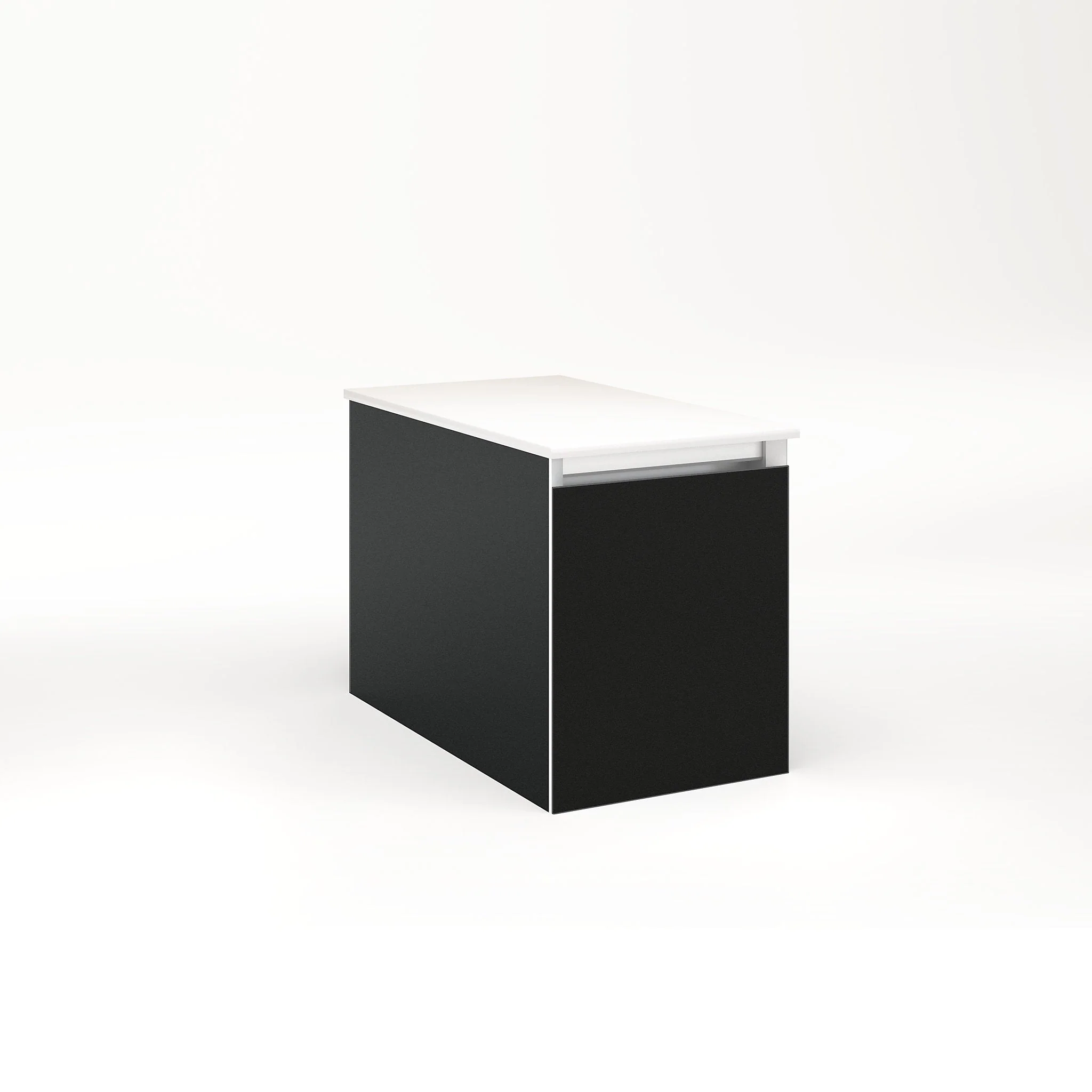 robern VM12H2D21F28L Cartesian Vanity, 12" x 15" x 21", Matte Black, Full Drawer, Night Light, 5000K Temperature (Cool Light)